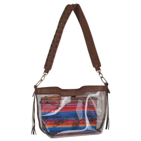 catchfly Handbags - 🌺Catchfly clear purse|events|stadium| clear bag, brown strap with studs